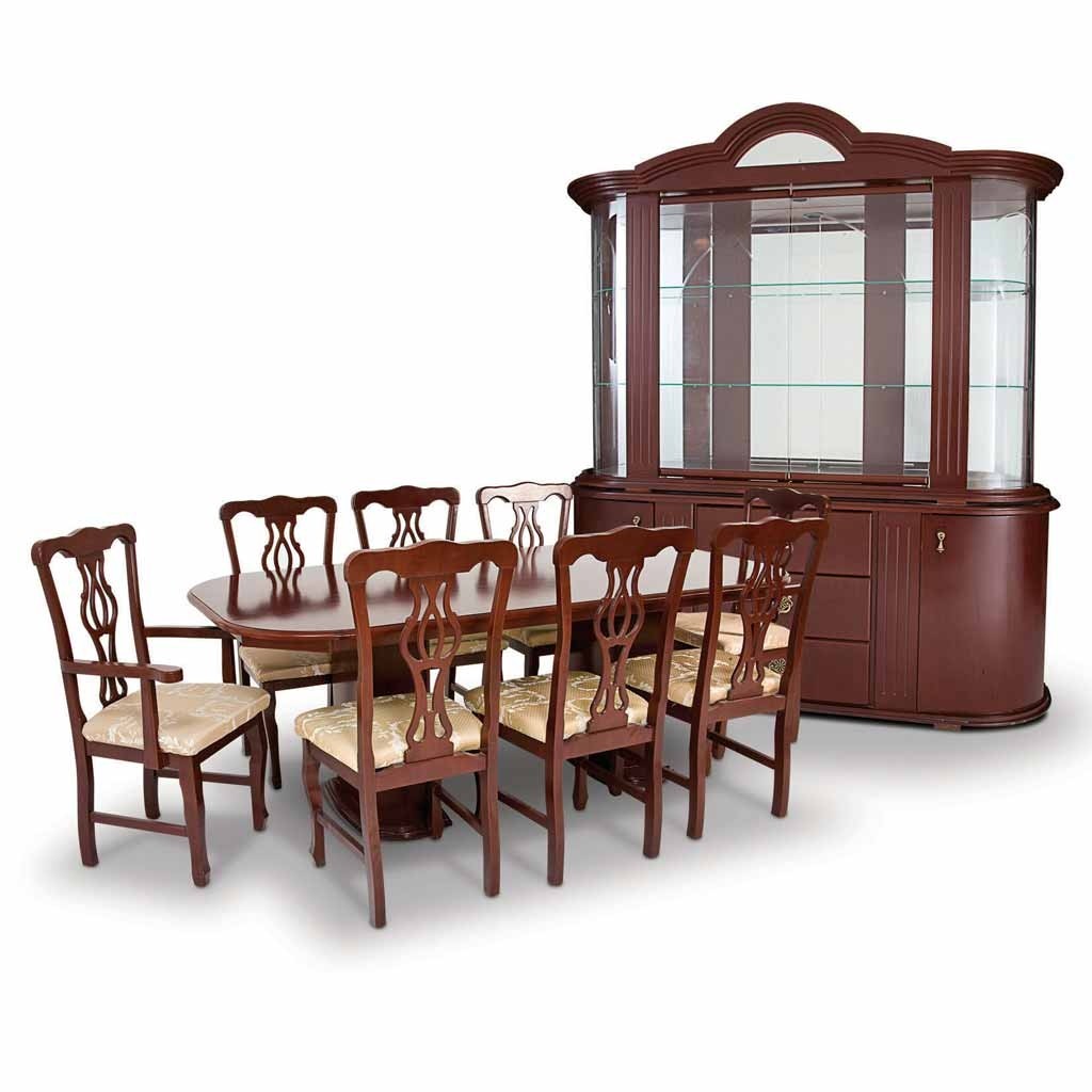 Comedor mas Bufetero y Vitrina Emperador Estilo Clásico de 8 sillas