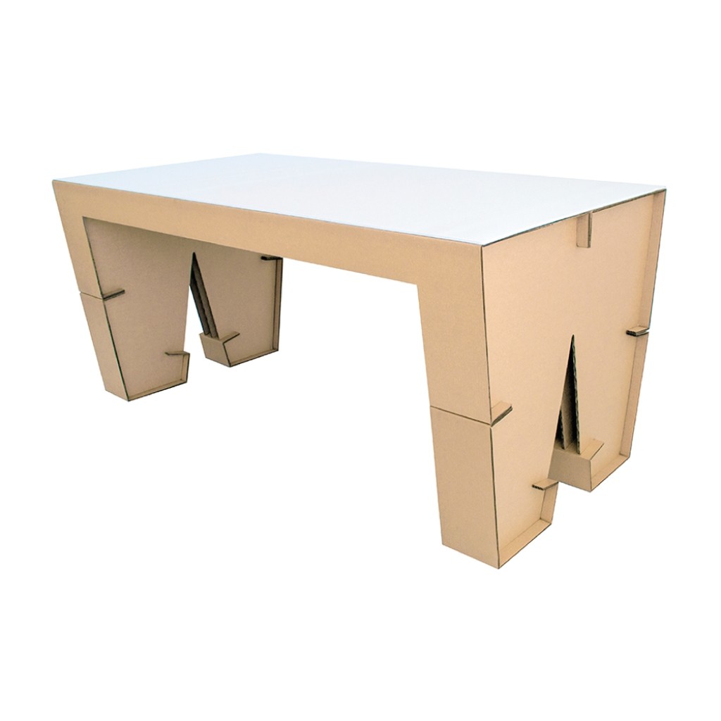 Mesa para cuatro sillas W2 con cubierta D glaf de cartón corrugado