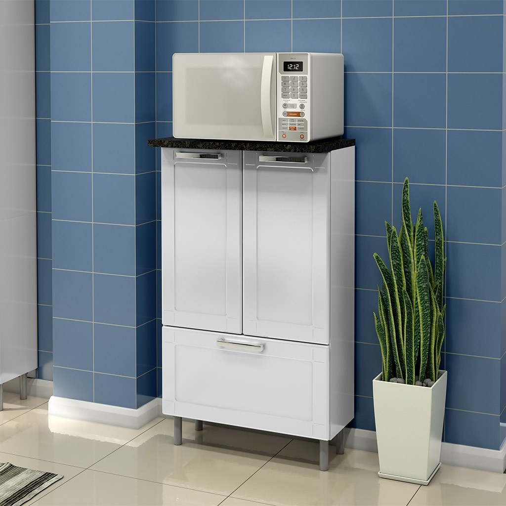 Armario Gabinete Modulo Para Microondas De Acero Multiuso Bertolini Multipla Blanco