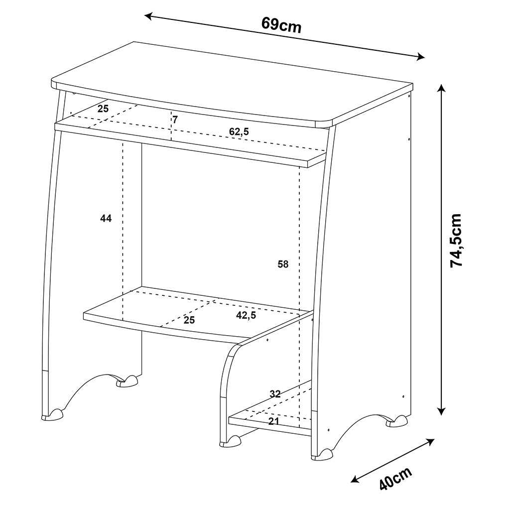 Mesa de Computo Bertolini Pixel Gris