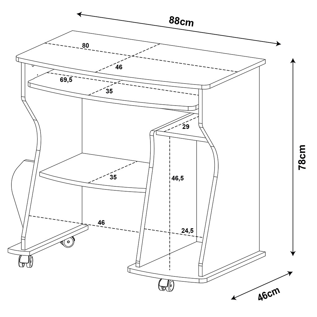 Mesa de Computo Bertolini 160 Imbuía c Negro