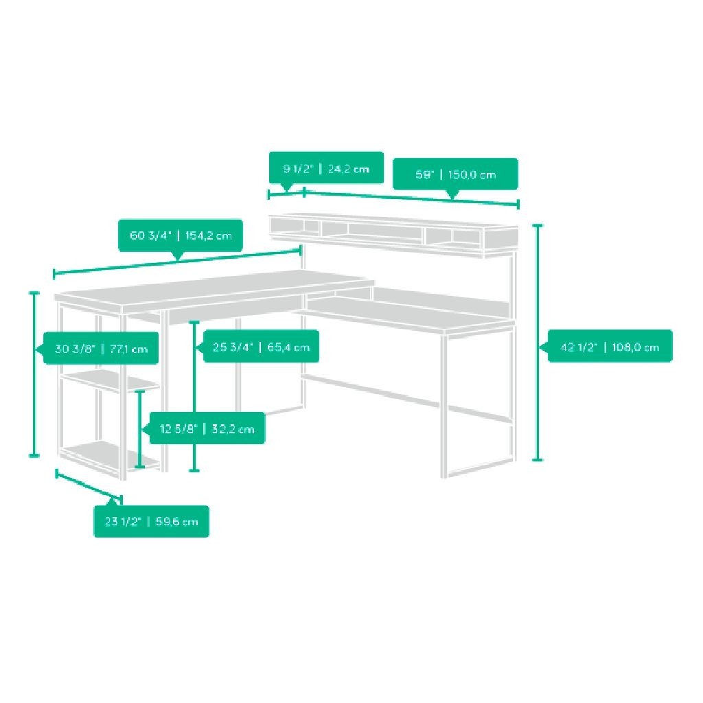 Escritorio en L Transit Sauder Café Negro 1 Cajón
