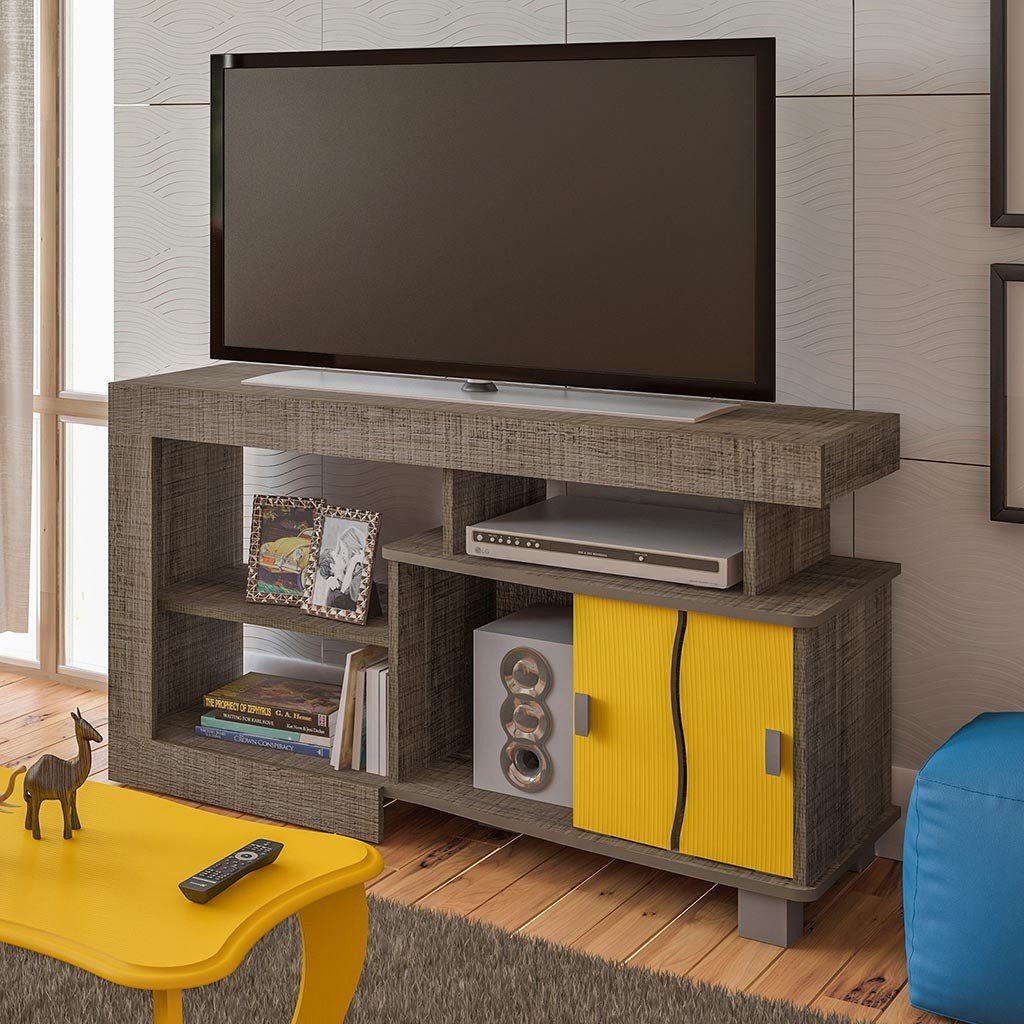 Mesa de TV Bertolini Senna Canela Amarillo para Pantalla hasta 32"