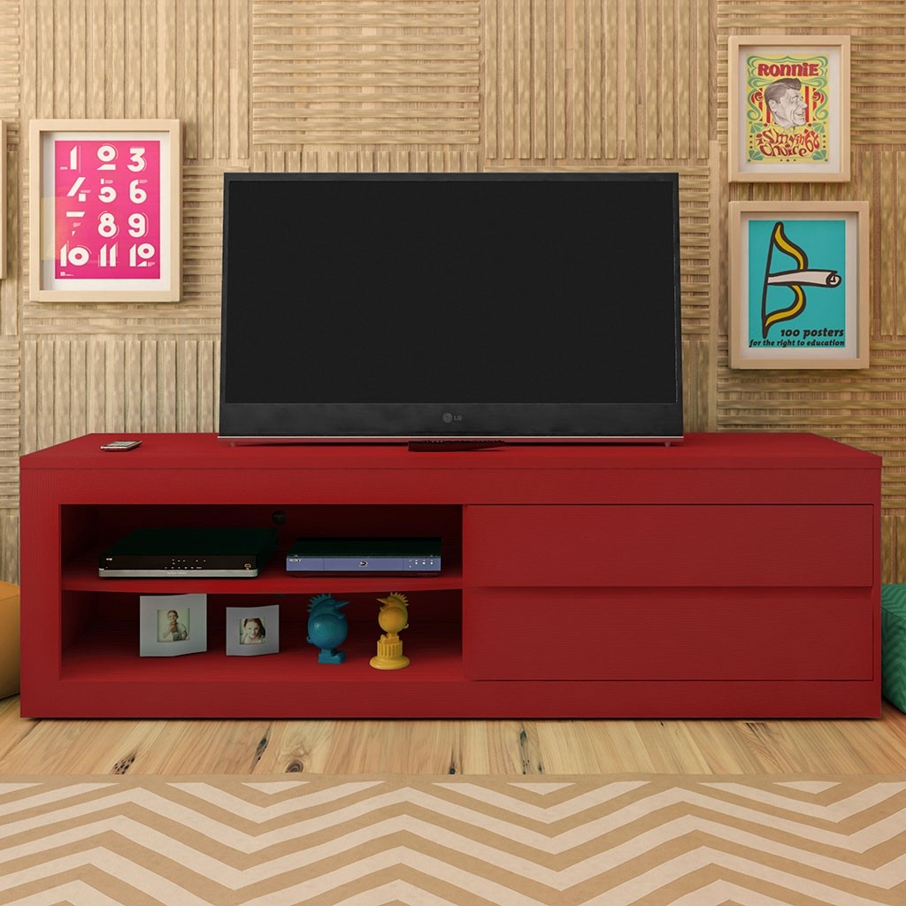 Mesa de TV Bertolini Olympic Rojo para Pantalla hasta 60"