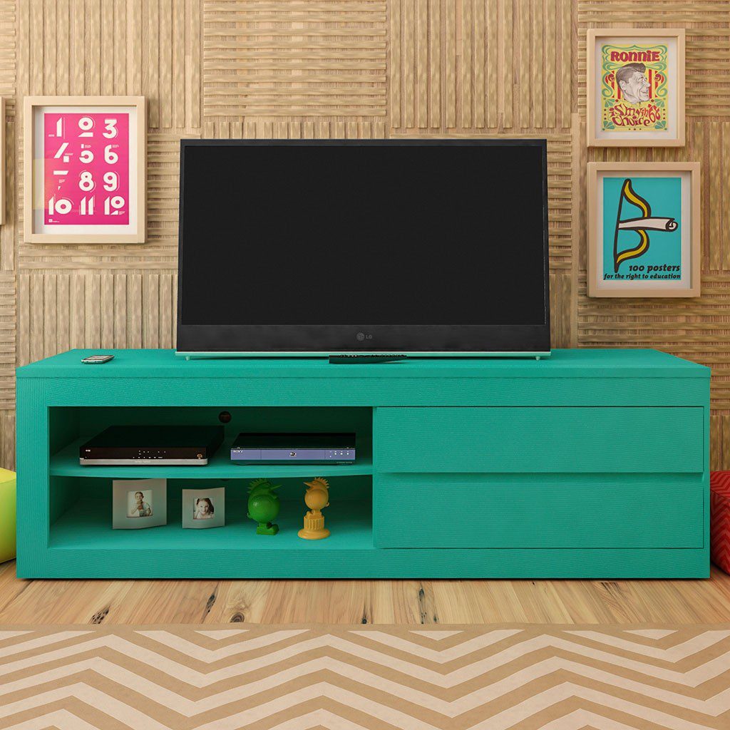 Mesa de TV Bertolini Olympic Turquesa para Pantalla hasta 60"