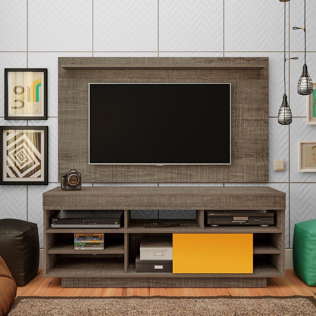 Bertolini Combo M TV más Panel Roma Canela c Amarillo para Pantalla hasta 47"
