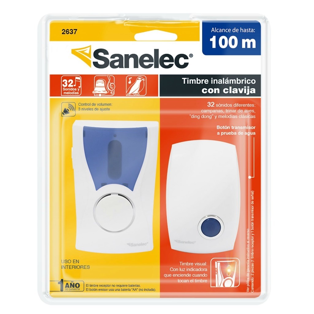 Timbre inalámbrico C color azul con clavija Sanelec