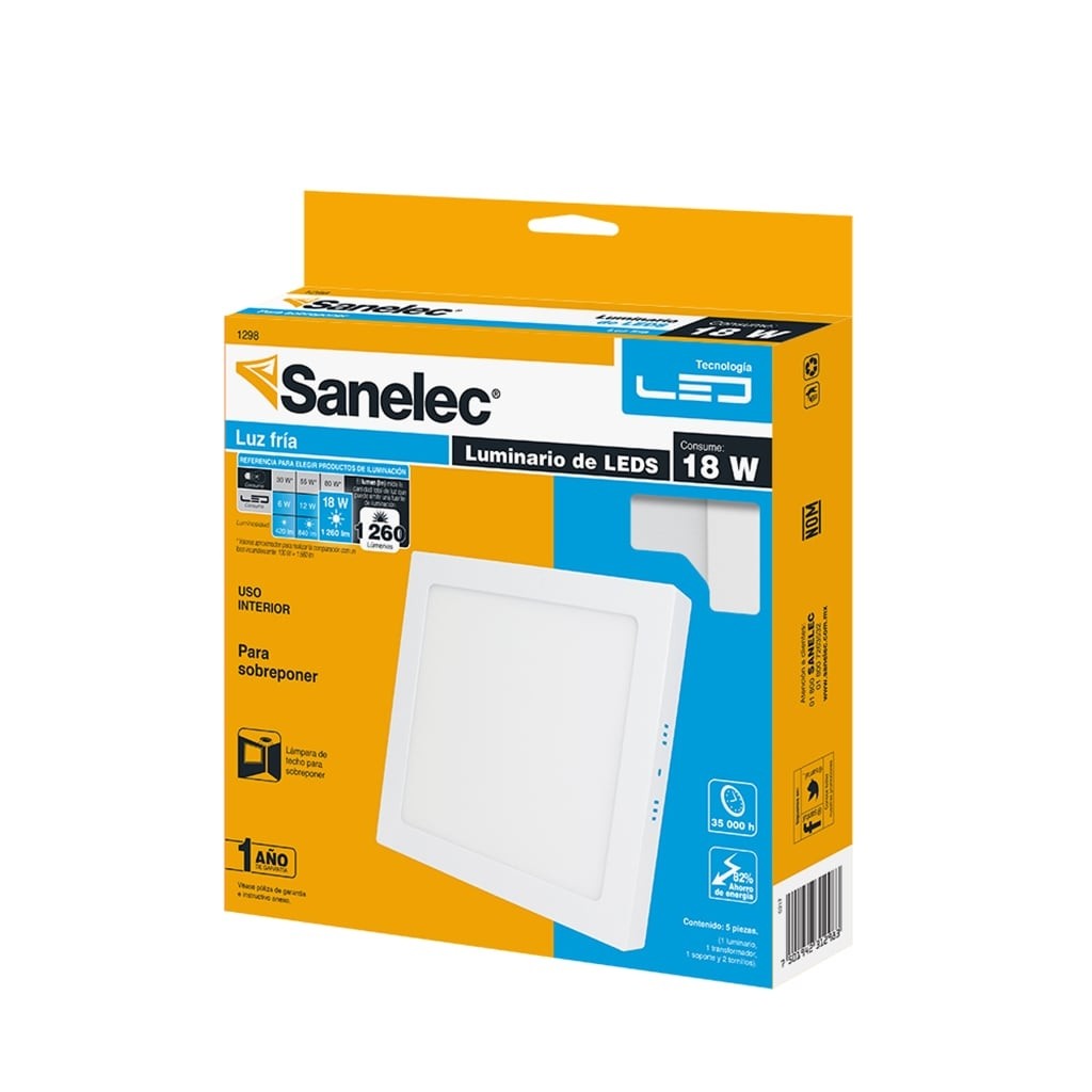 Lámpara cuadrada 18W Luz Fría para sobreponer