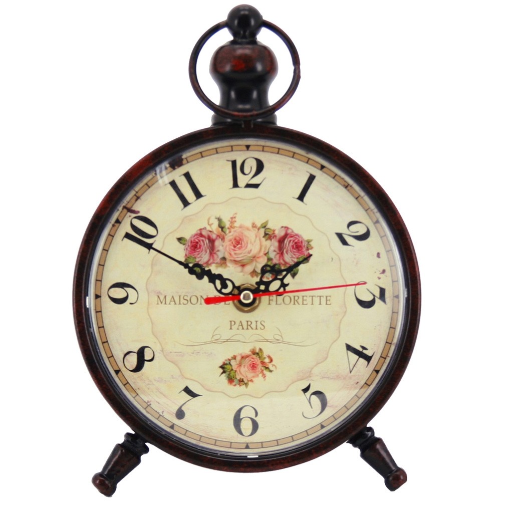Reloj de Mesa Negro con Rosas