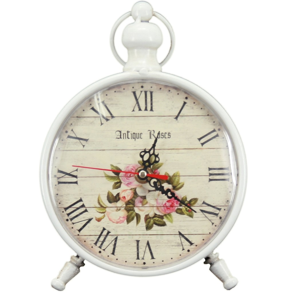 Reloj de Mesa Blanco Antique Roses