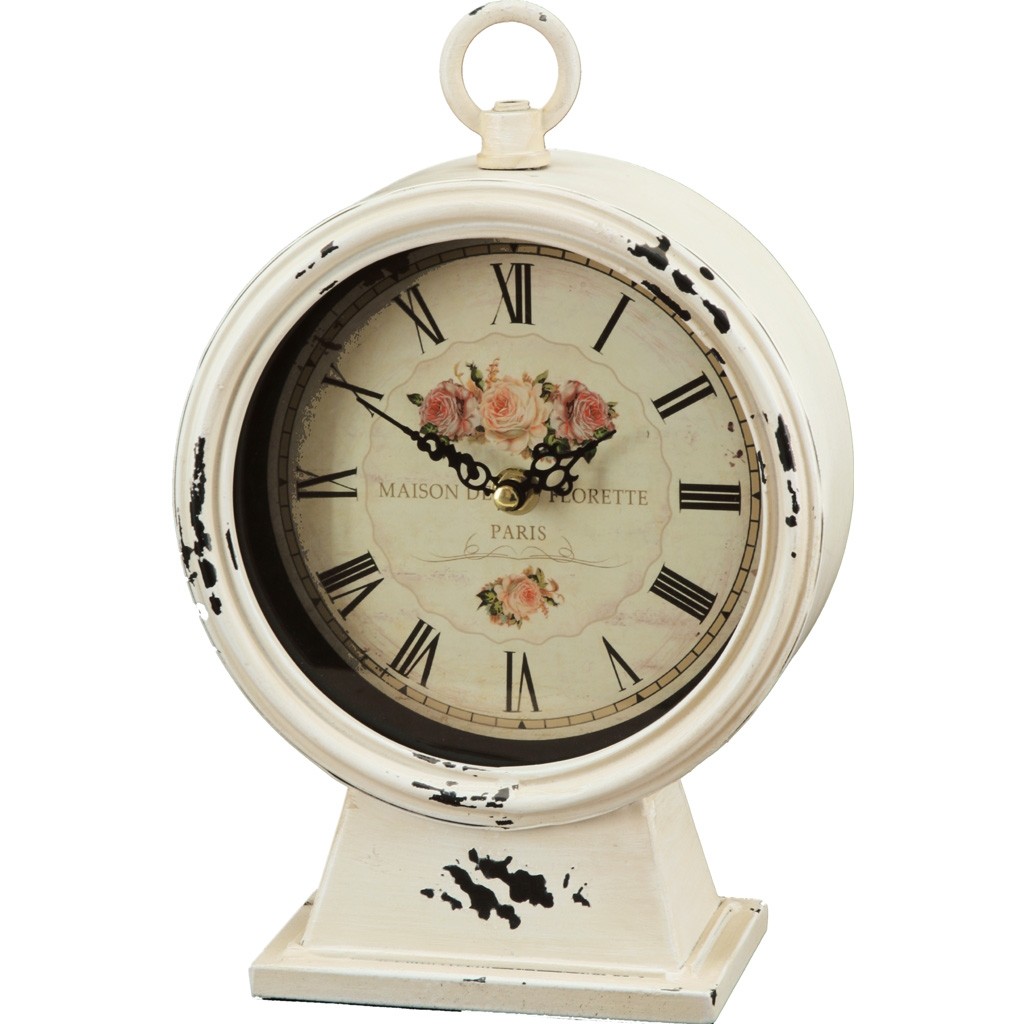 Reloj de Mesa Blanco con Rosas