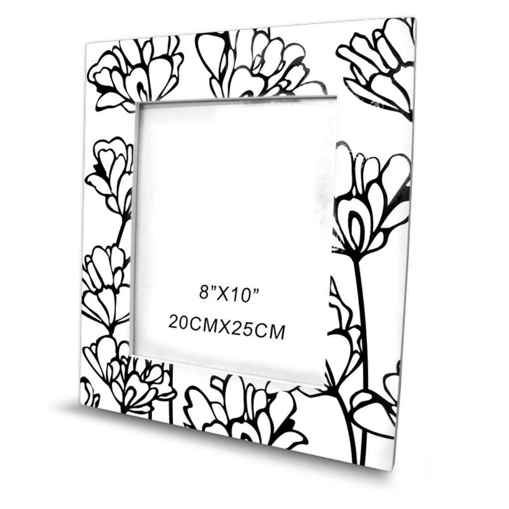 Portarretrato Flor Bco/Ngo 8x19