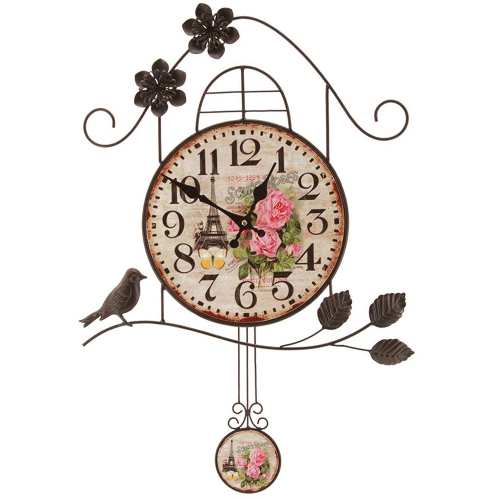 Reloj de Pared Vintage Casa de Pájaro Multicolor
