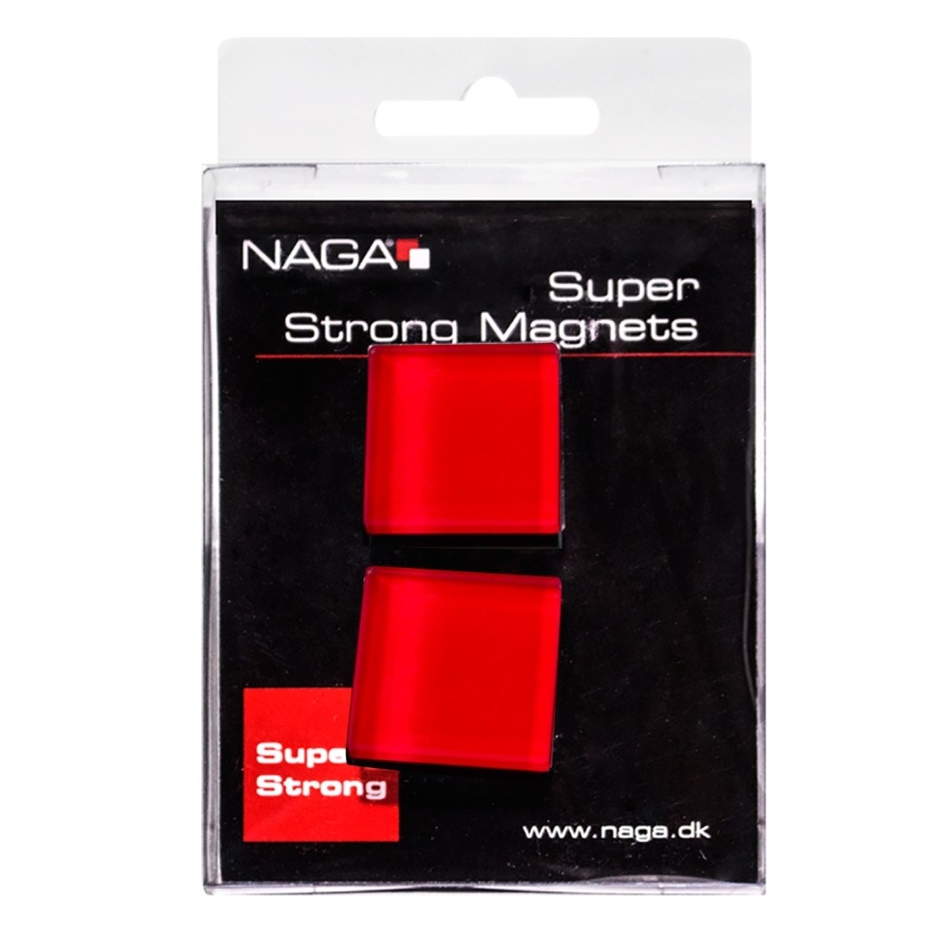 Imán cuadrado de cristal rojo paq 2 pzas Naga
