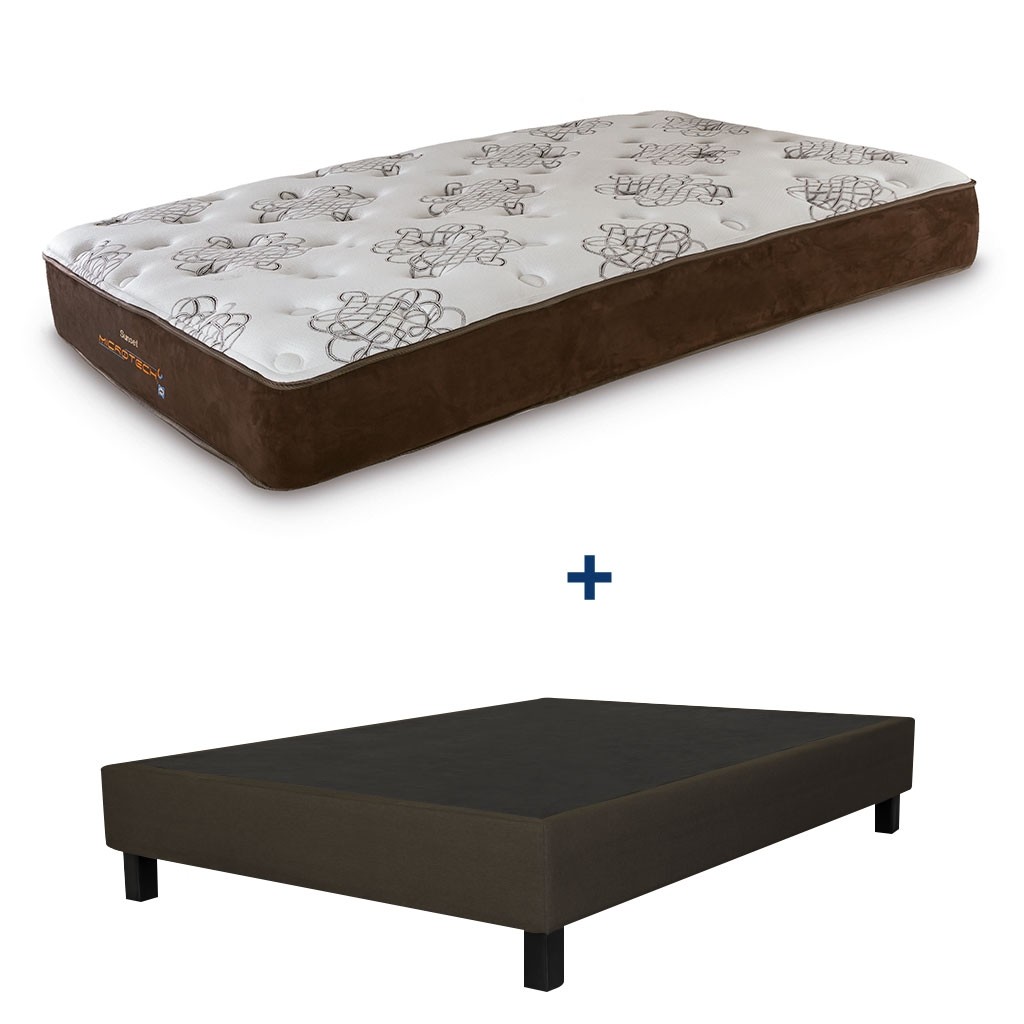 Paquete Colchón Individual Microtech Sunset mas Base Tapizada