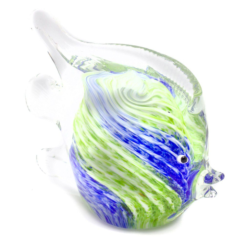 Figura Decorativa de Vidrio Pez Verde y Azul