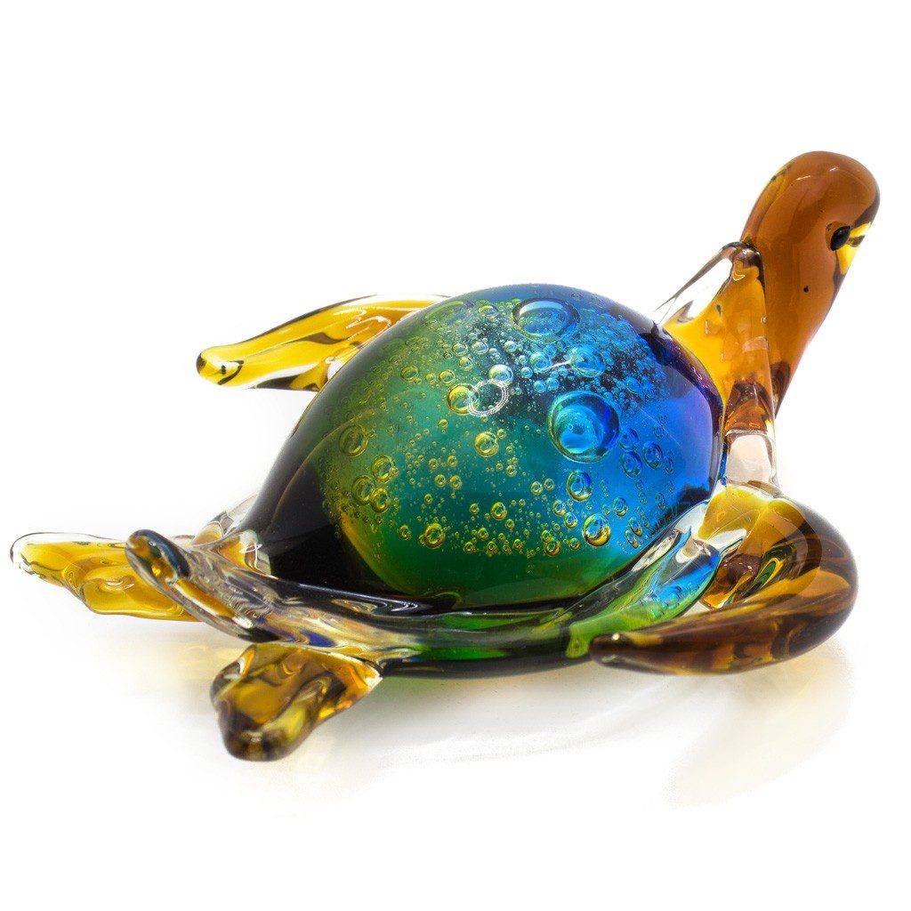 Figura Decorativa de Vidrio Tortuga Colores