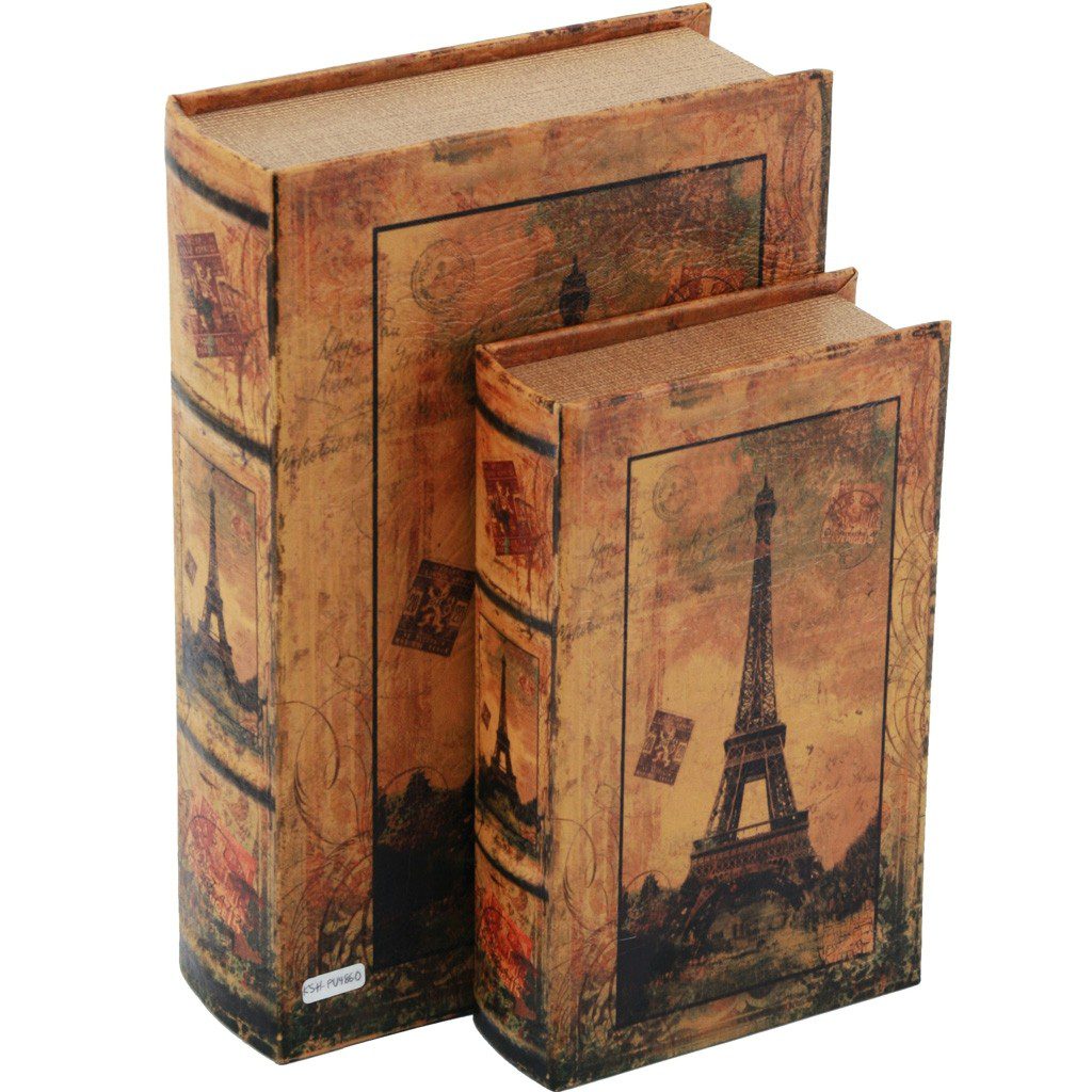 Juego de 2 Caja Libro Paris Antiguo