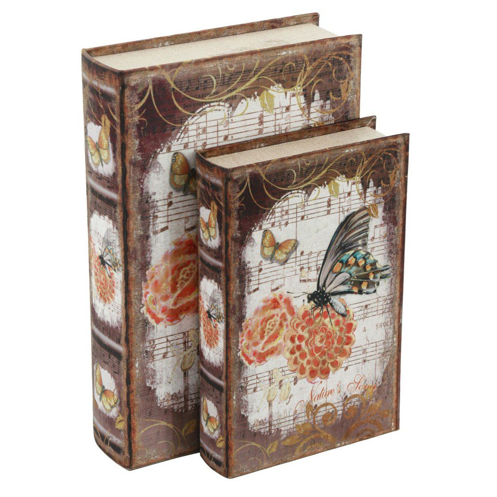 Juego de 2 Caja Libro Mariposas