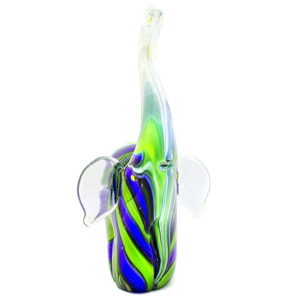 Figura Decorativa de Vidrio Elefante Azul