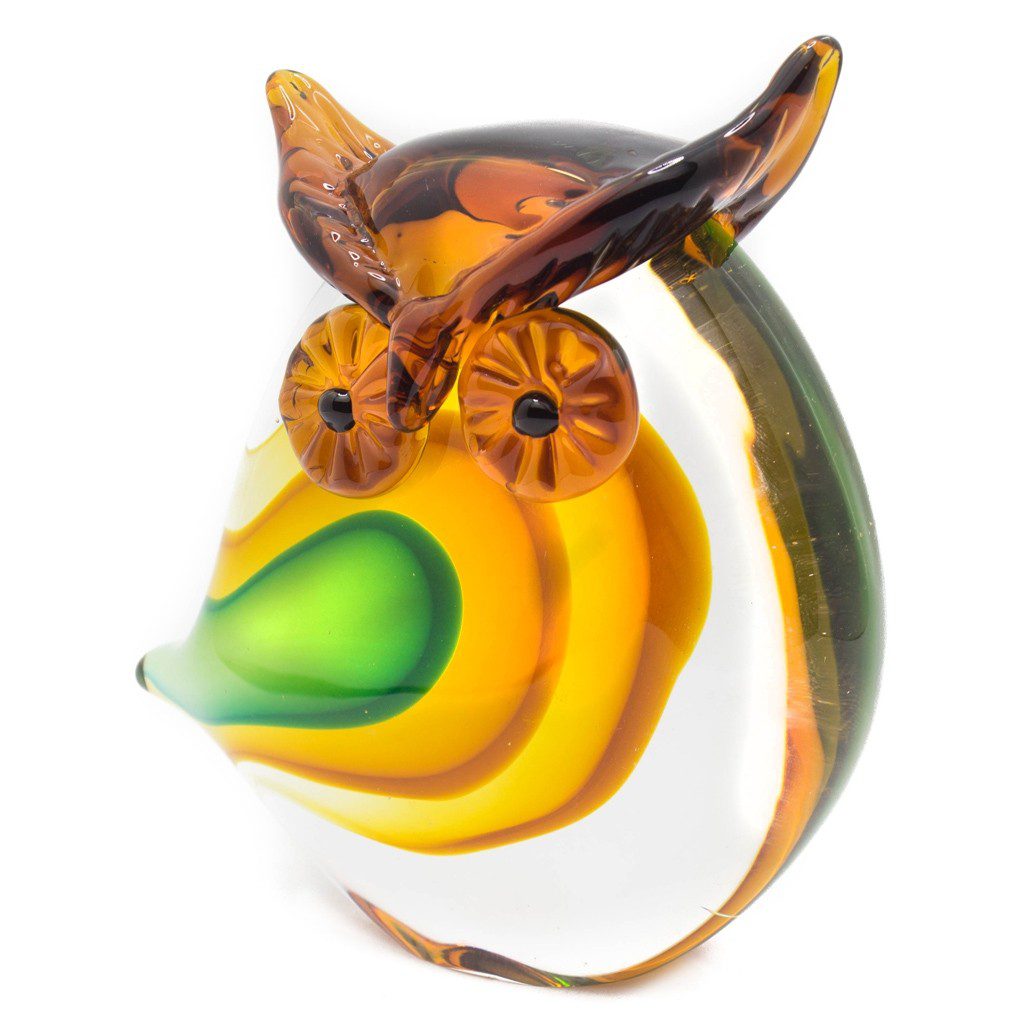 Figura Decorativa de Vidrio Búho Anaranjado