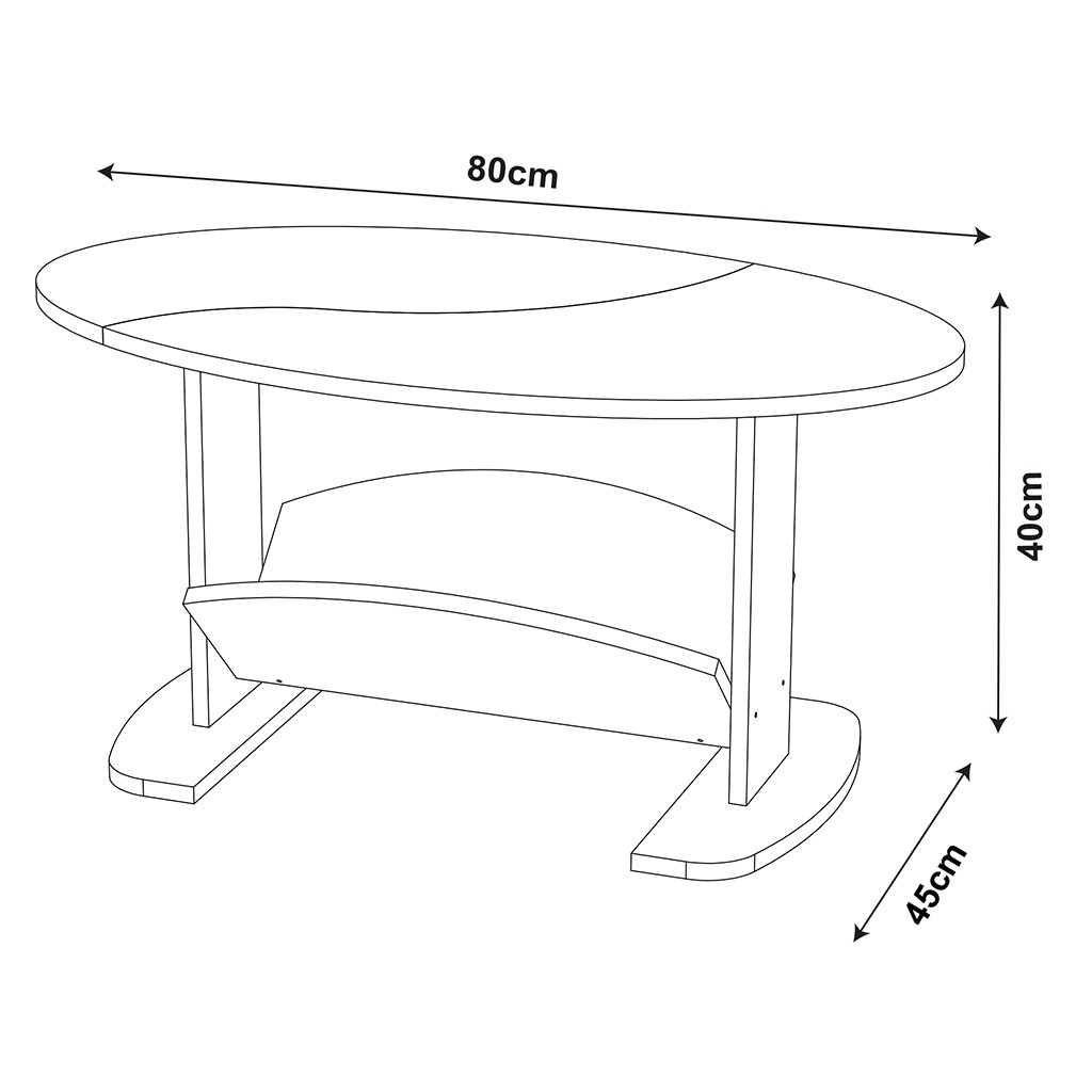 Mesa de Centro Bertolini Isis Gris con Negro