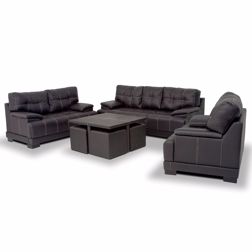 Sala Quadro de 3 piezas Tapizada en Vinil Café