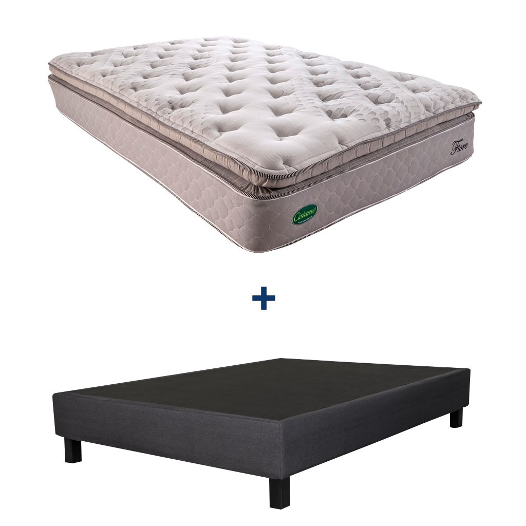 Paquete Colchon King Size Cisiamo Fiore + Base Tapizada