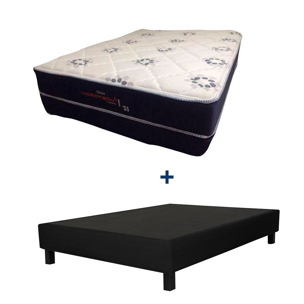Paquete Colchón King Size Microtech Orion + Base Tapizada