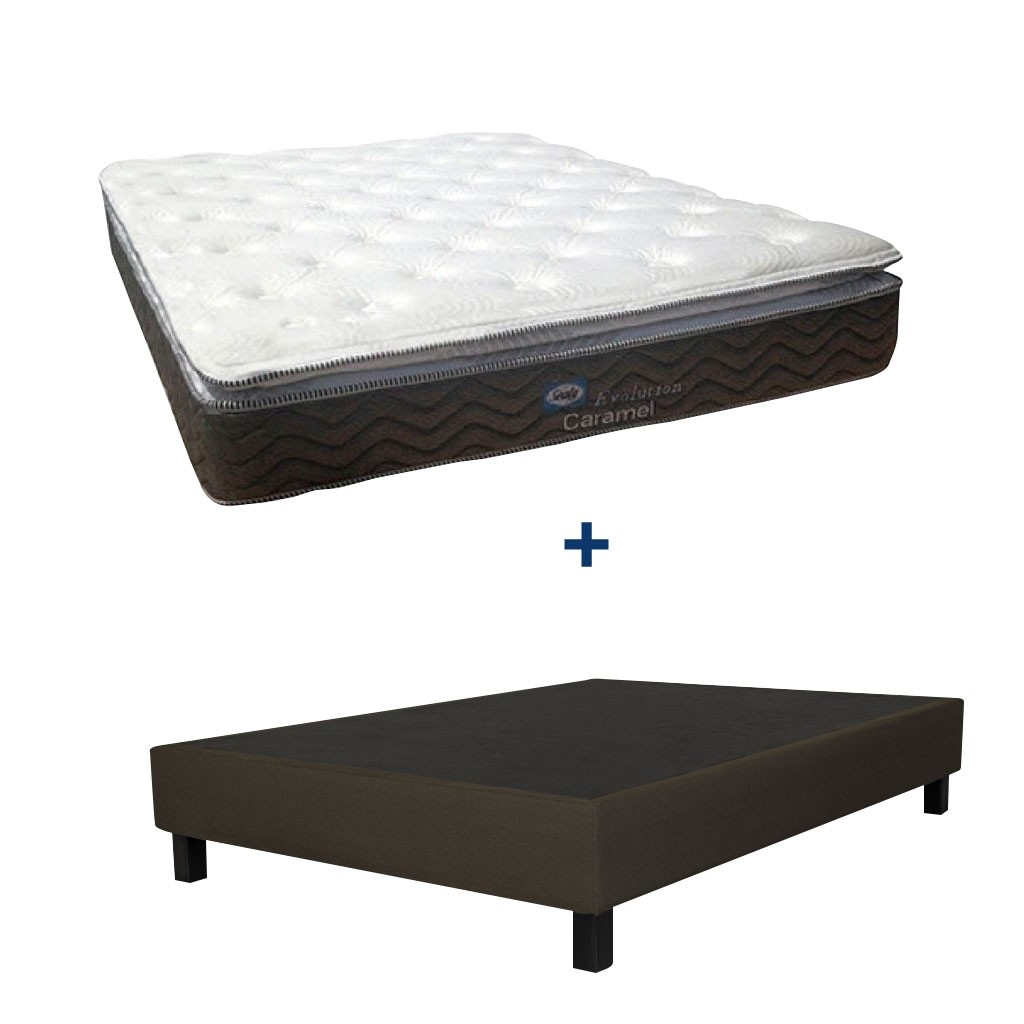 Paquete Colchón King Size Sealy Caramel + Base Tapizada