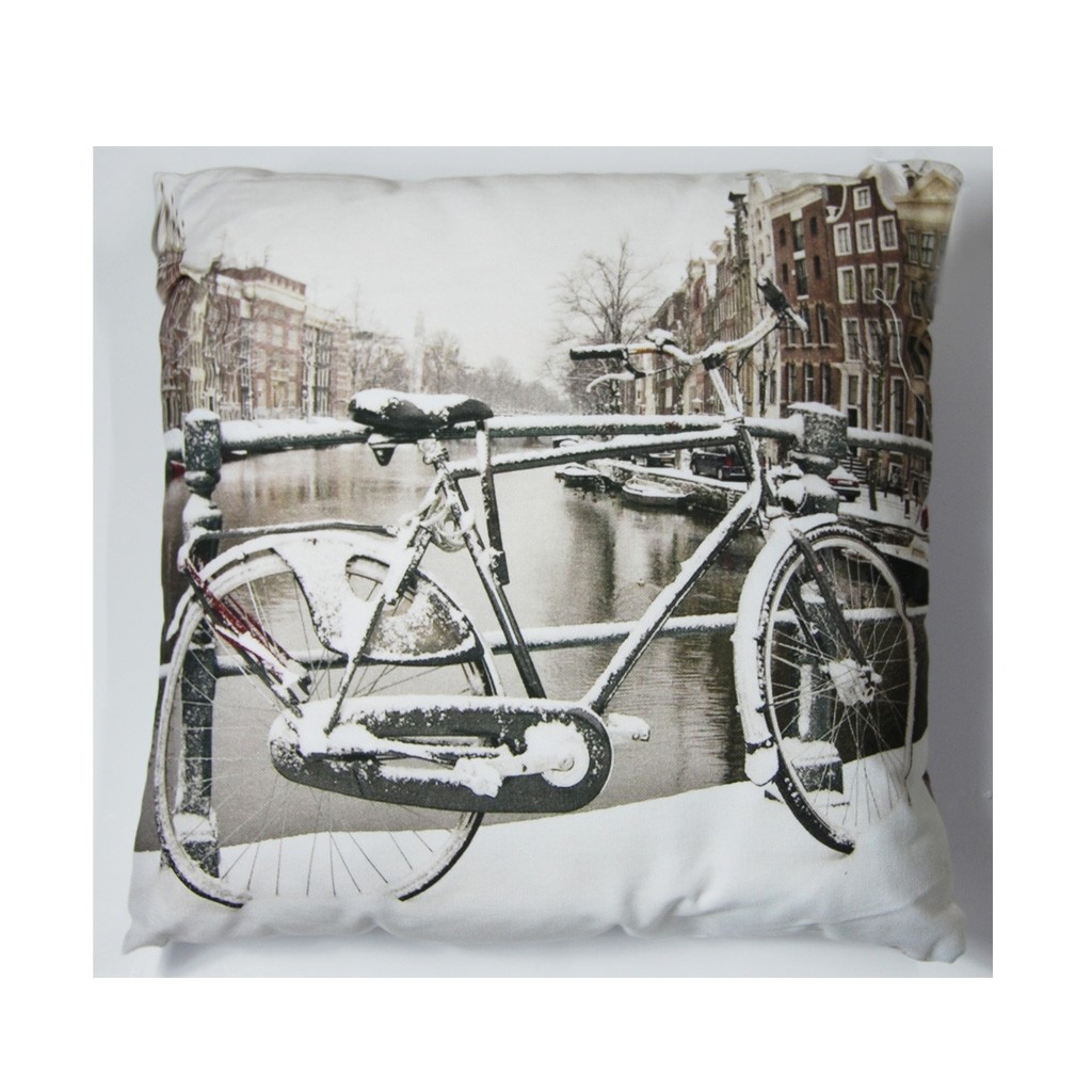 Cojín decorativo 40 X 40 Cm Bici Blanca CasaMia