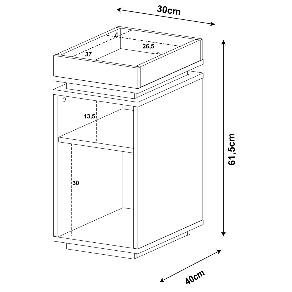 Mesa Lateral de Apoyo Bertolini Olivia Negra