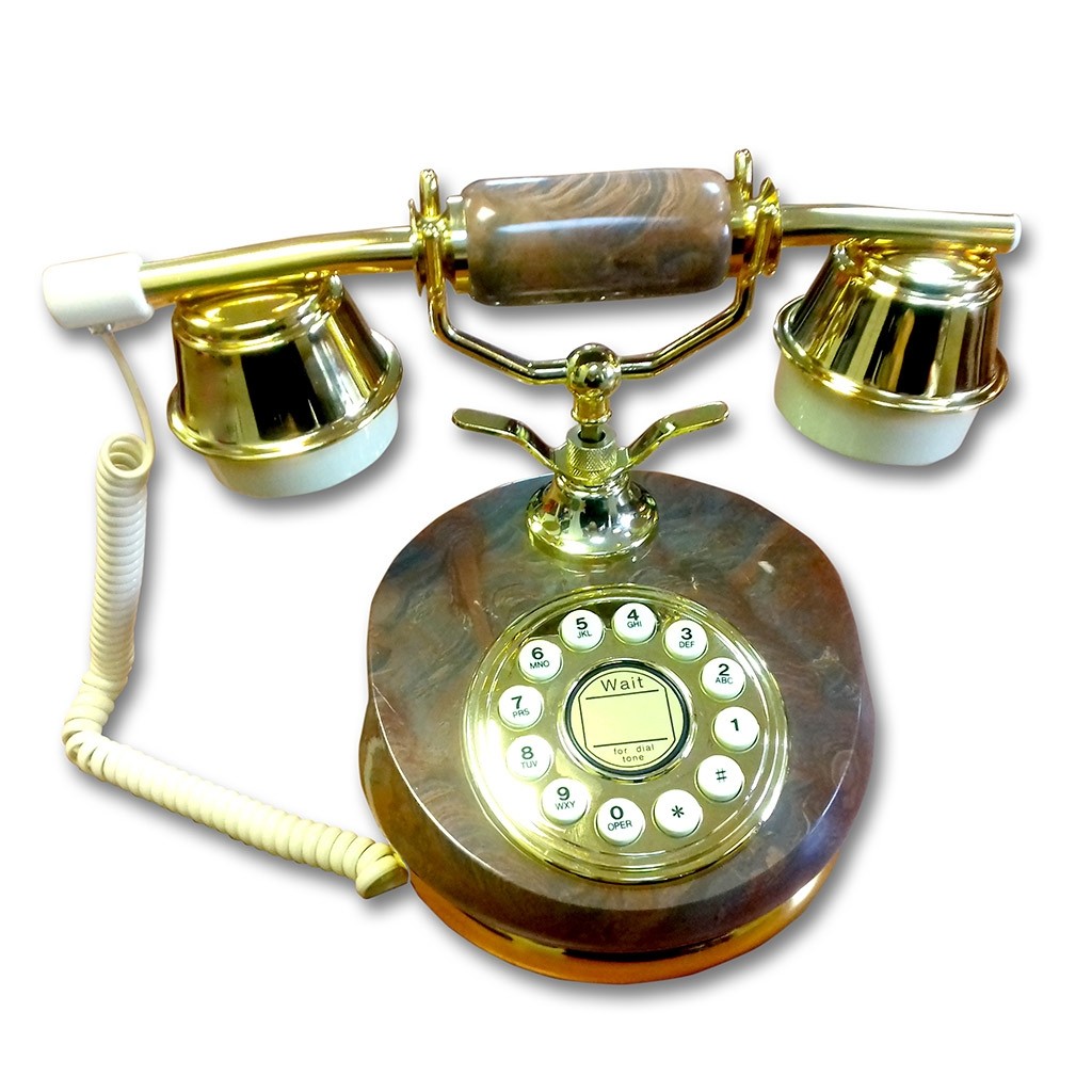 Telefono Alambrico Diseño Frances Piedra Cerámica Café