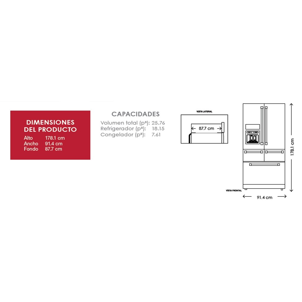 Refrigerador KitchenAid French Door 26p3 KRMF606ESS