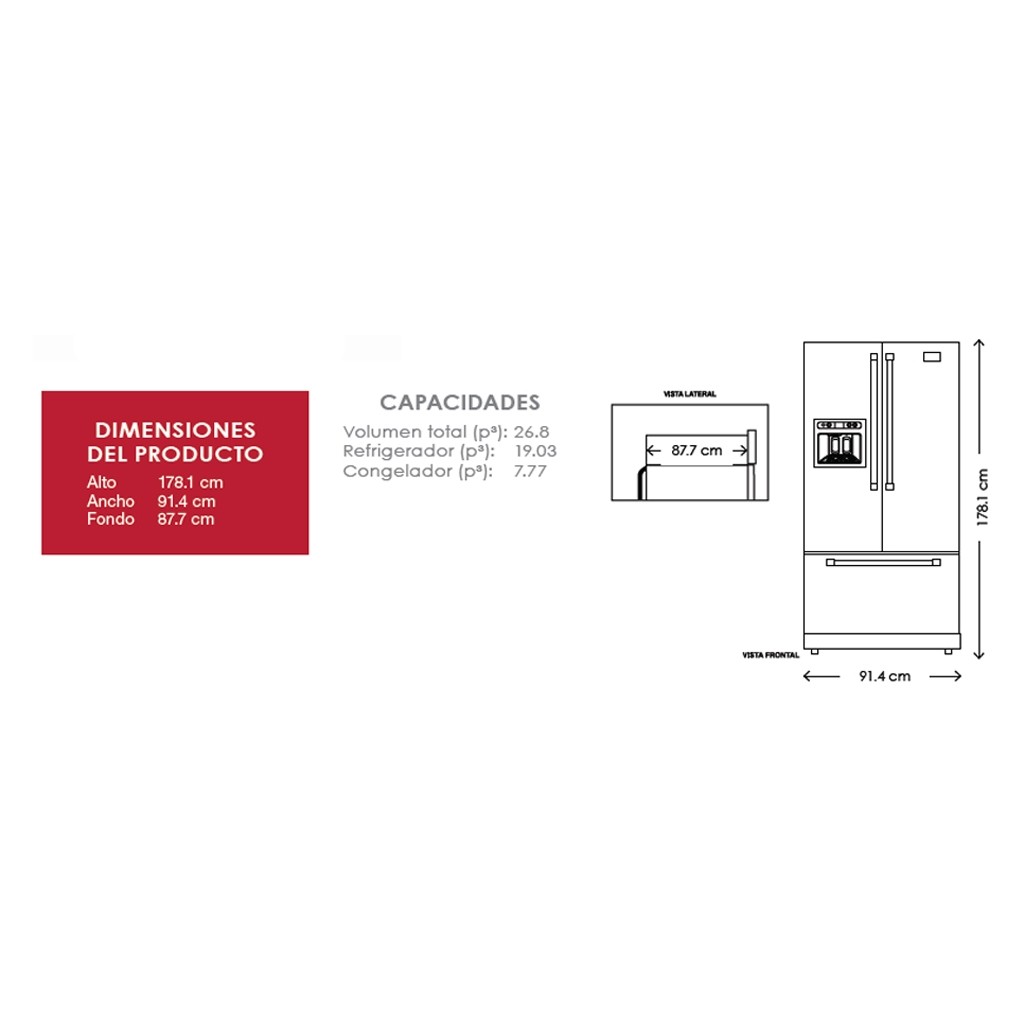 Refrigerador KitchenAid French Door 27p3 KRFF707ESS