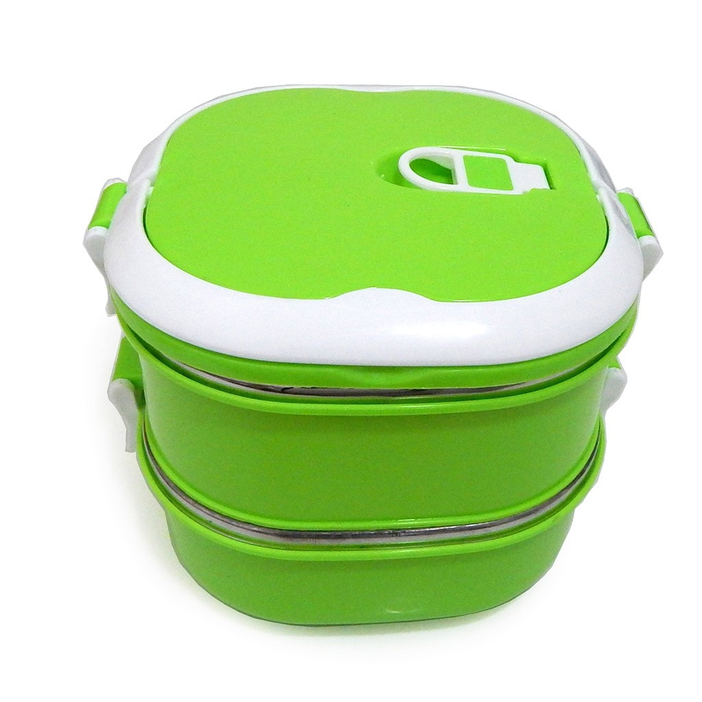 Tupper Para Comida 2 Niveles Cuadrado Easy Go Verde