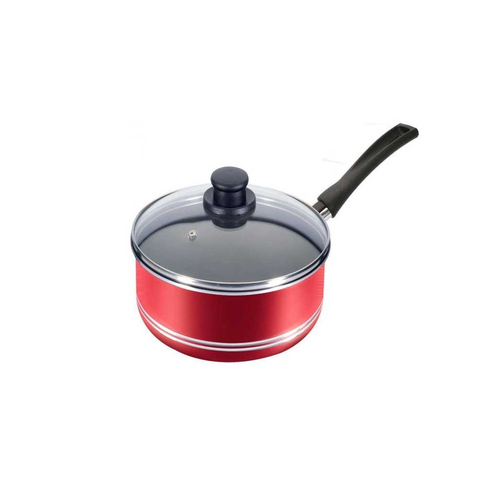 Cazo con tapa de vidrio 18cm rojo