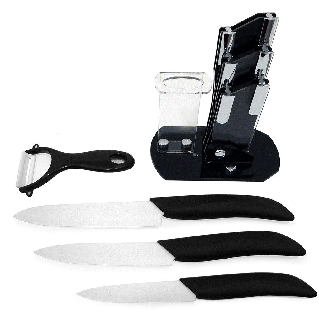 Juego De Cuchillos Cerámica Con Base Negro