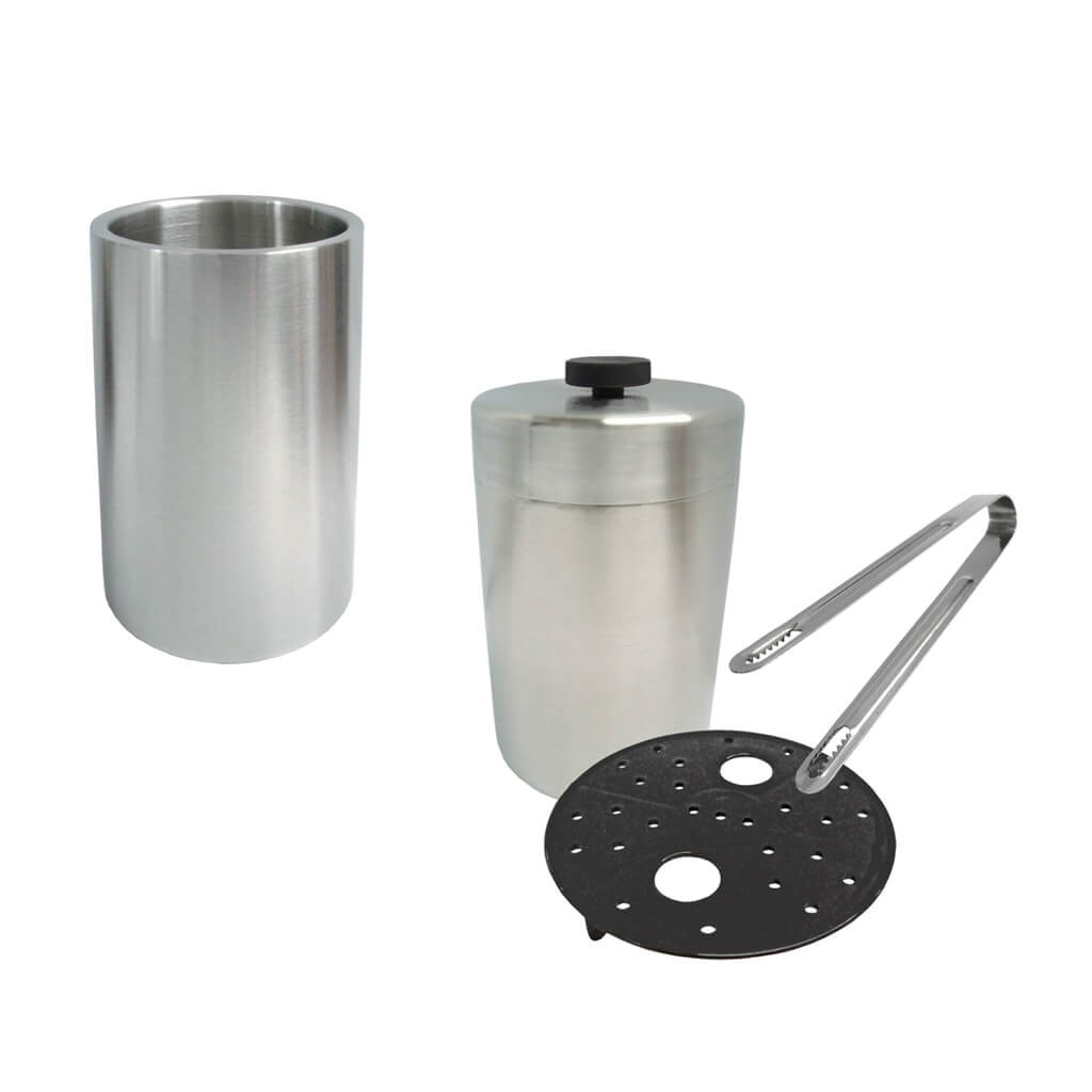 Juego de enfriador para botella y hielera con pinzas