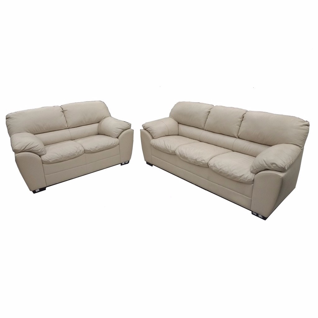 Sala Faron de 2 piezas Tapizada en Piel Beige