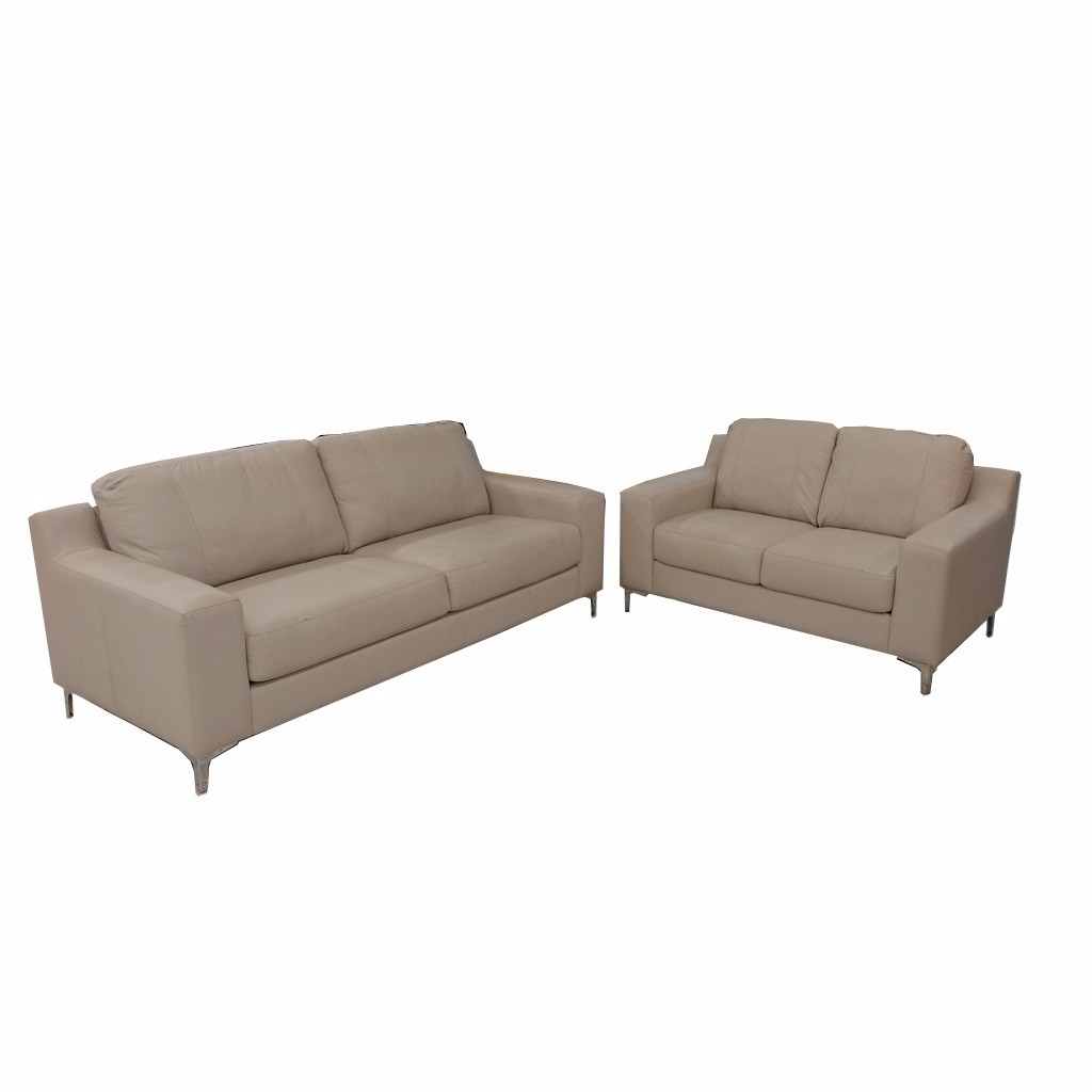 Sala Sonora de 2 piezas Tapizada en Piel Beige