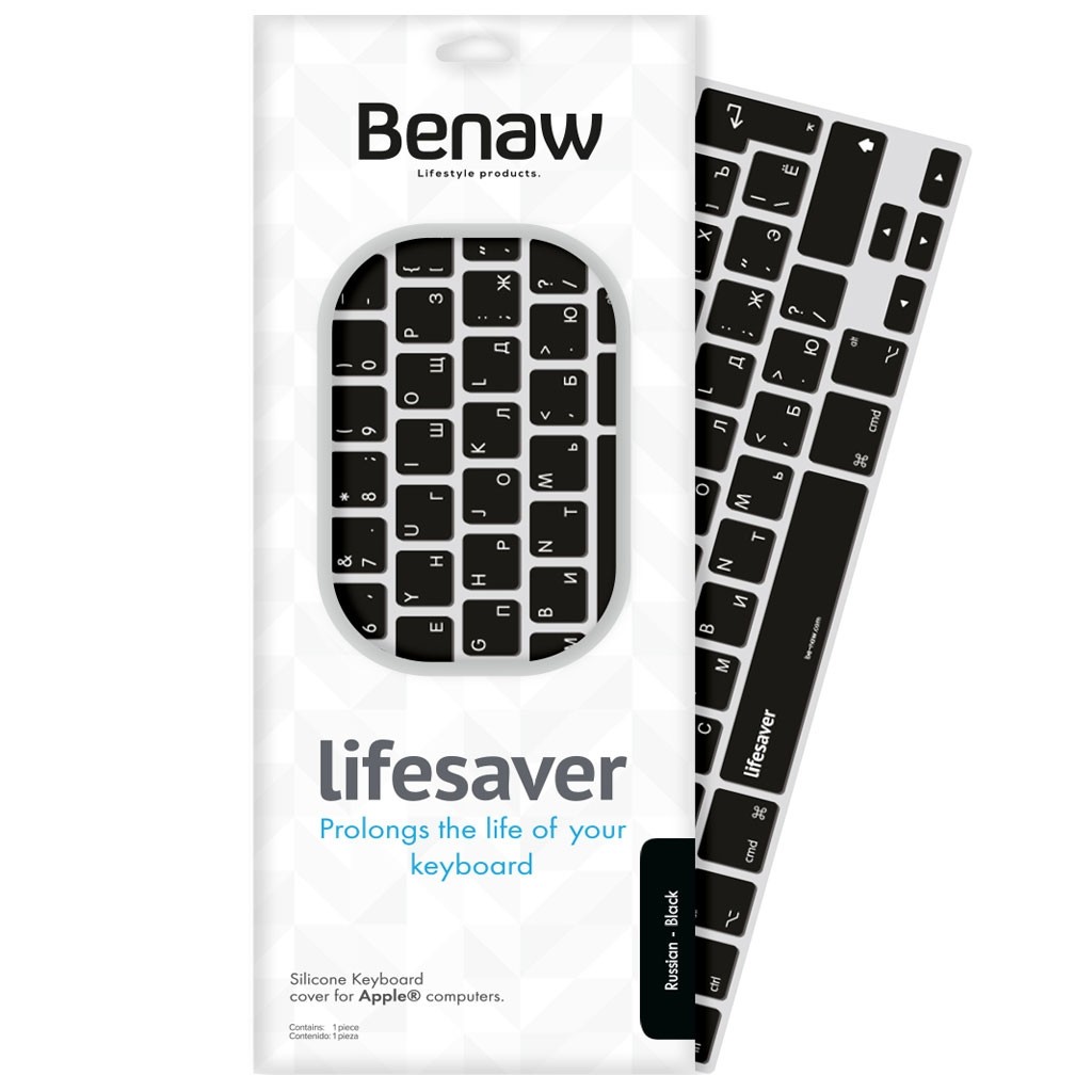 Cubre Teclado Benaw Lifesaver para MacBook air de 13'', MacBook pro de 15.4'', 13'' y 17'' Negro