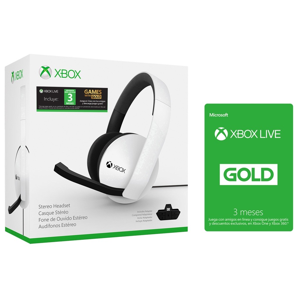 Audífonos Estéreo Xbox + Tarjeta Xbox Live Gold de 3 Meses