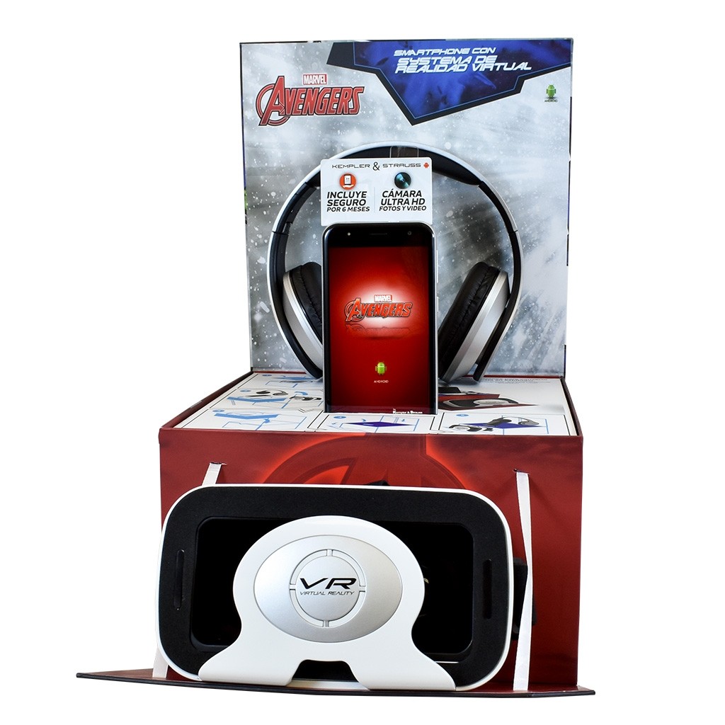 Kempler & Stauss Smart Phone Avengers + Audífonos + Lentes Realidad Virtual