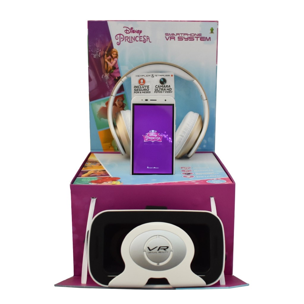 Kempler & Stauss Smart Phone Princesas + Audífonos + Lentes Realidad Virtual