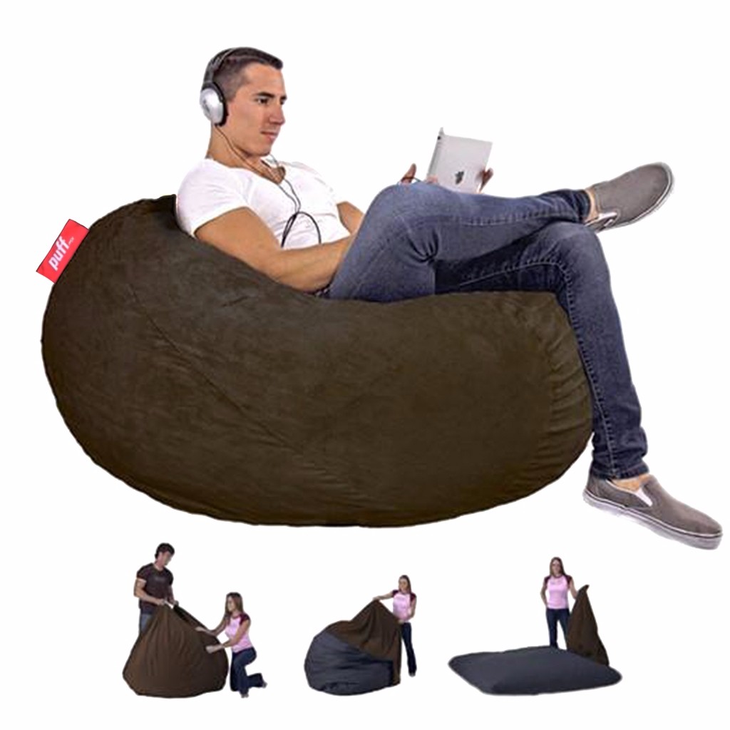 Puff Con Cama Queen Size 2 en 1 Acabado Gamuza