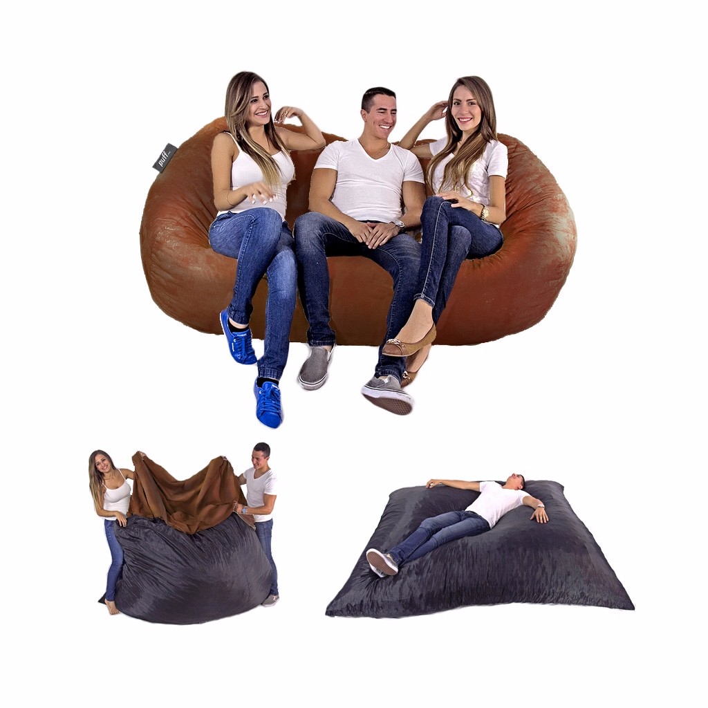 Puff con Cama King Size 2 en 1 Acabado Tacto Piel Varios Colores