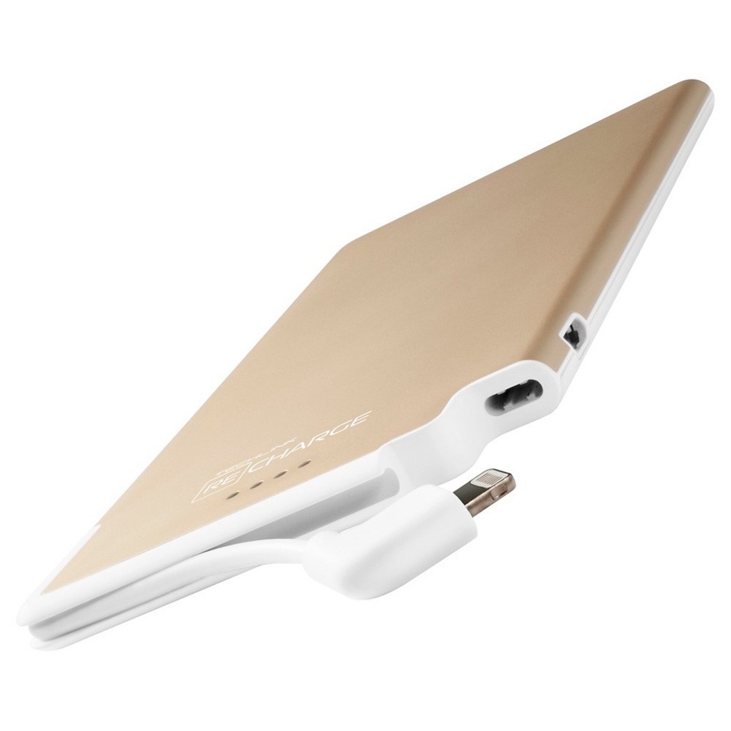 Bateria Portatil Recharge Ultradelgada de 5000 mAh Color Champaña Blanco