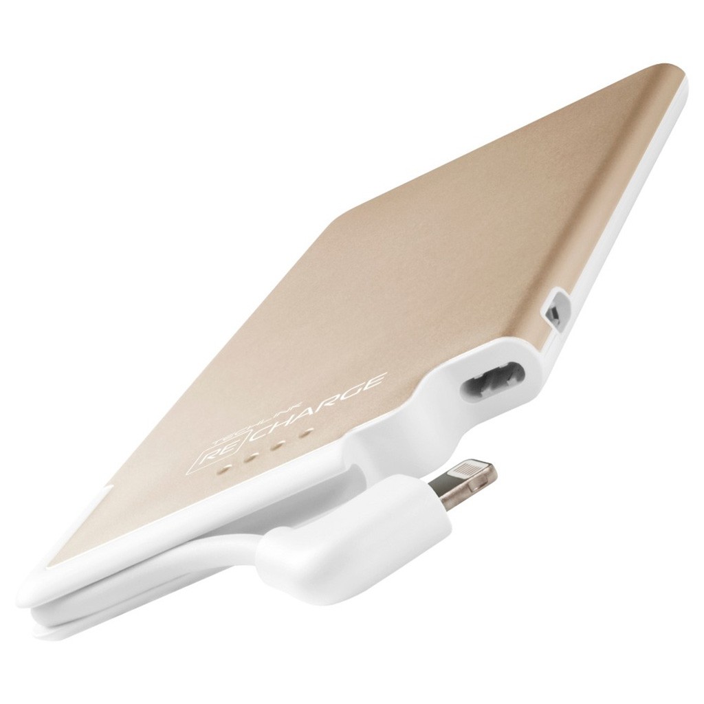 Bateria Portatil Recharge Ultradelgada de 3000 mAh Color Champaña Blanco