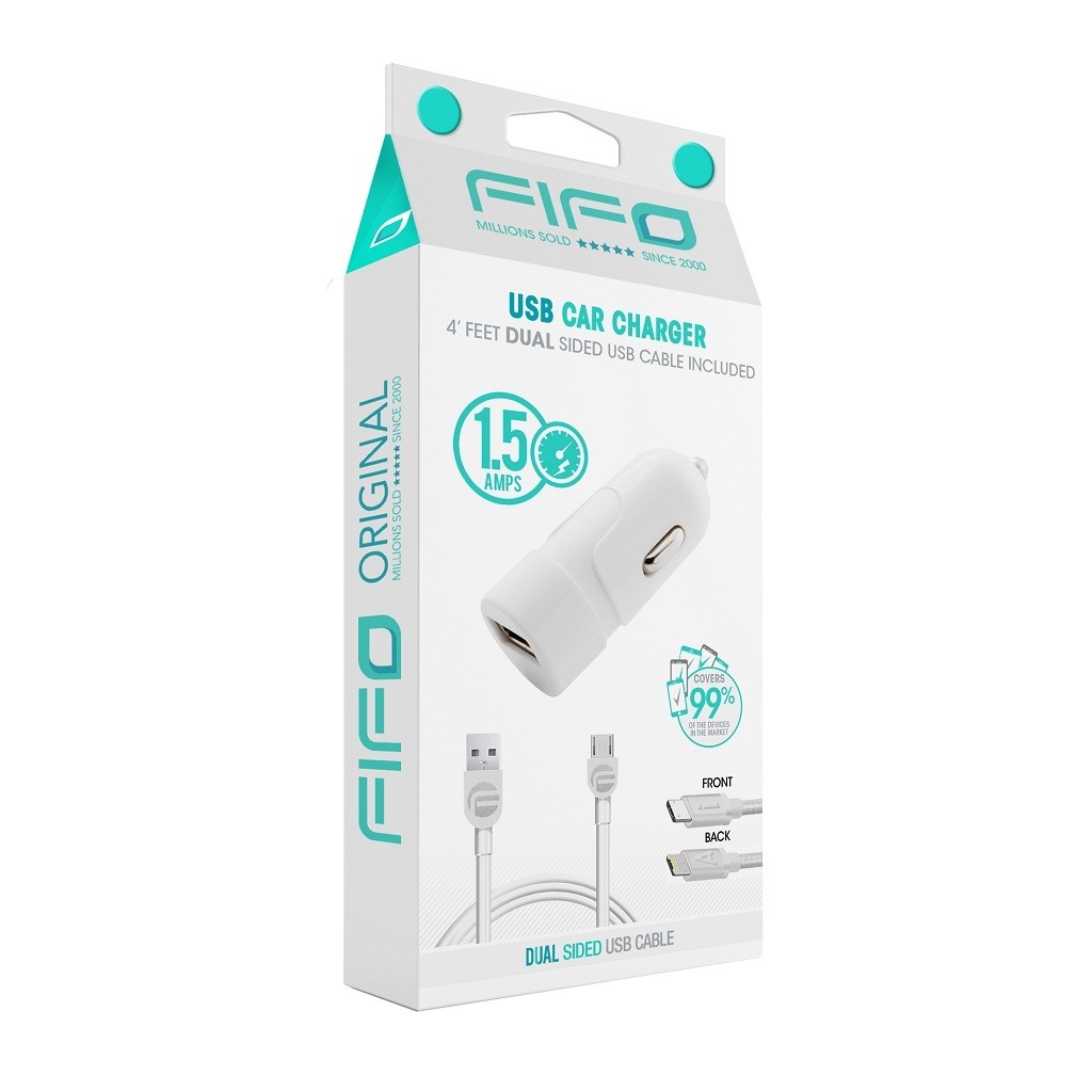 Combo cargador de auto + cable dual FIFO